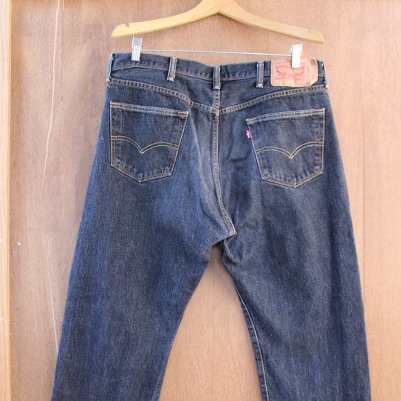 Levi’s 501 Men’s Jeans Button Fly 38x32 – Vintage Faded Black Denim Straight Leg